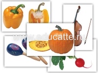 Набор предметных картинок "Овощи. Музыкальные инструменты" (48 шт., А4, с магнитами)