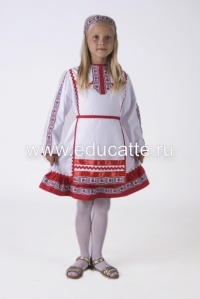 Марийский национальный костюм (девочка) (платье + фартук + головной убор)