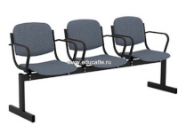 Блок стульев 3-местный, не откидывающиеся сиденья, мягкий, с подлокотниками