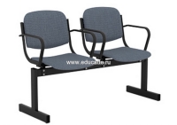 Блок стульев 2-местный, не откидывающиеся сиденья, мягкий, с подлокотниками