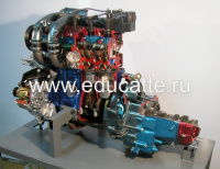 Препарированный 16 кл. инжекторный двигатель ВАЗ 2112 в паре с механической коробкой передач на подставке (с электромеханическим приводом)