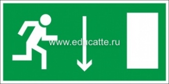 E-09 "Указатель двери эвакуационного выхода(правосторонний)", наклейка
