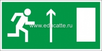 E-11 "Направление к эвакуационному выходу прямо", наклейка