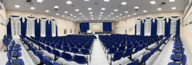 Оформление актового зала в новой школе в микрорайоне Иволгино