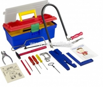 Пластиковый ящик с инструментами для работы по дереву с лобзиком  Pebaro (640)
