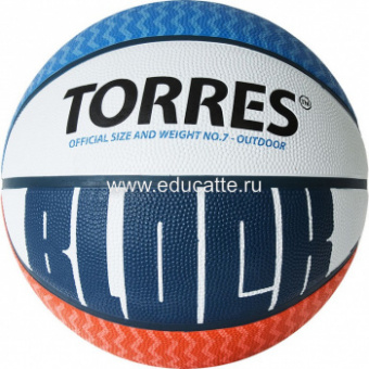 Мяч баскетбольный TORRES Block, резина, р.7