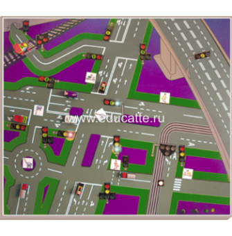 Электрофицированная панорамная магнитно-маркерная доска "Светофоры в дорожных ситуациях"